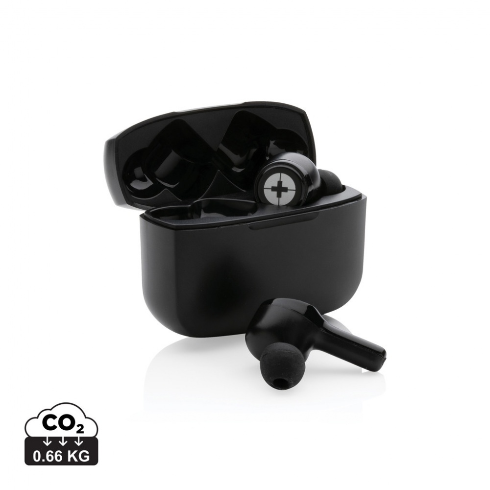 Logo trade promotional items image of: RCS recycled plastic Swiss Peak ANC TWS earbuds