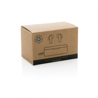 Logo trade promotional merchandise photo of: RCS recycled plastic & bamboo TWS earbuds