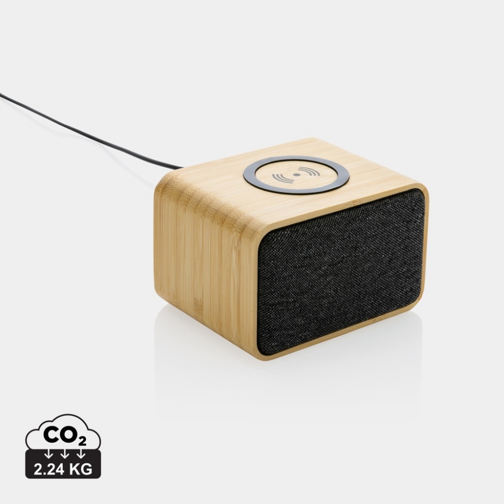Logotrade promotional giveaway picture of: RCS Rplastic 3W speaker with bamboo 5W wireless
