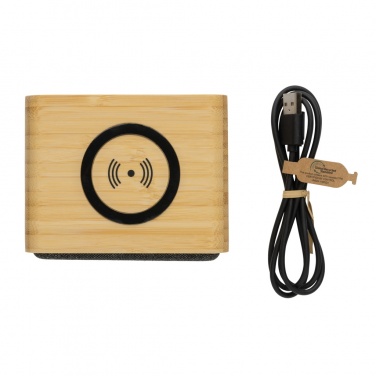 Logotrade promotional item image of: RCS Rplastic 3W speaker with bamboo 5W wireless