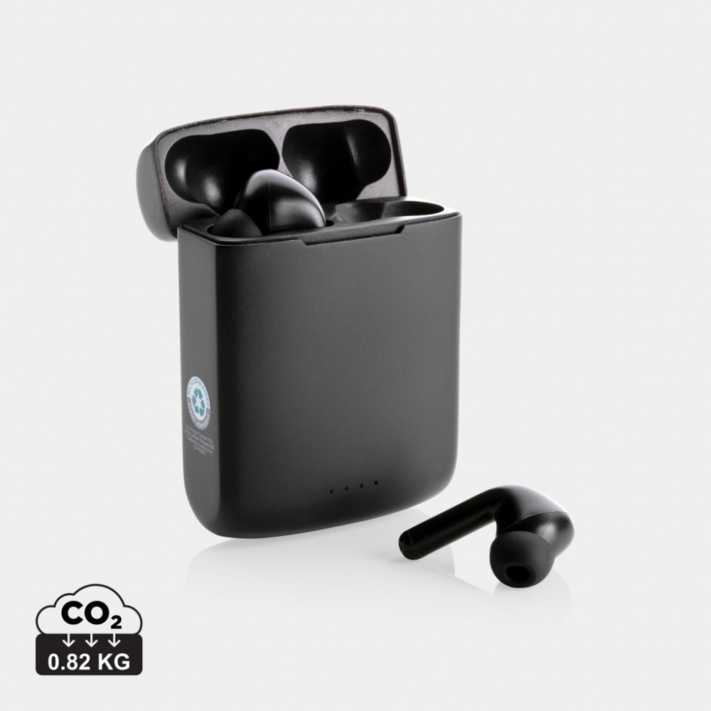 Logotrade promotional giveaway picture of: Skywave RCS recycled plastic solar earbuds