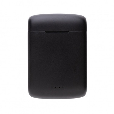Logo trade promotional merchandise photo of: Skywave RCS recycled plastic solar earbuds