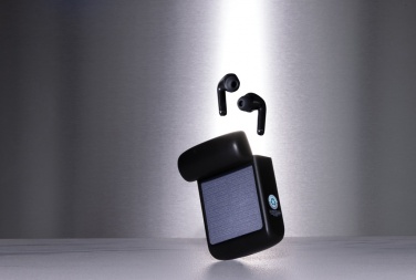 Logotrade promotional item picture of: Skywave RCS recycled plastic solar earbuds