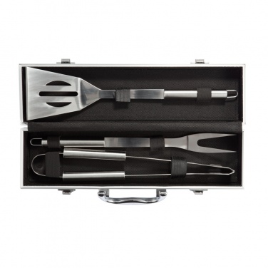 Logo trade promotional gifts image of: 3 pcs barbecue set in aluminium box