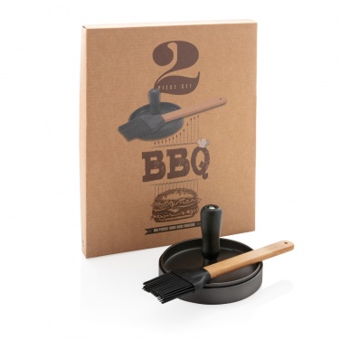 Logo trade promotional merchandise picture of: BBQ set with hamburger press and brush