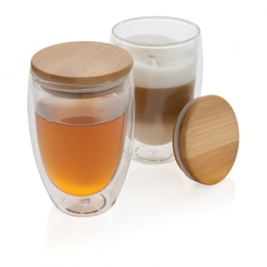 Logotrade promotional giveaway image of: Double wall borosilicate glass with bamboo lid 350ml