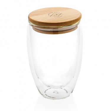 Logotrade corporate gifts photo of: Double wall borosilicate glass with bamboo lid 350ml