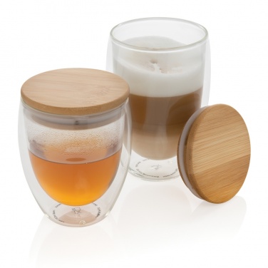 Logotrade business gift image of: Double wall borosilicate glass with bamboo lid 350ml