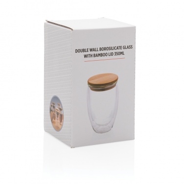 Logotrade promotional products photo of: Double wall borosilicate glass with bamboo lid 350ml