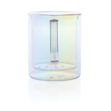 Logo trade promotional merchandise photo of: Deluxe double wall electroplated glass mug