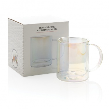 Logo trade corporate gifts image of: Deluxe double wall electroplated glass mug