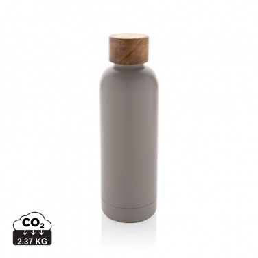 Logo trade promotional merchandise photo of: Wood RCS certified recycled stainless steel vacuum bottle
