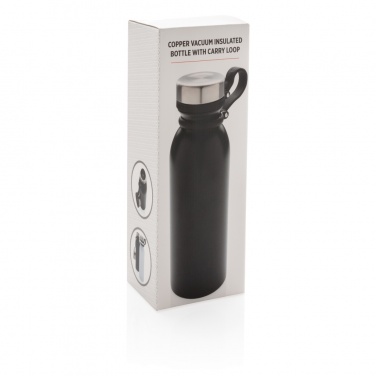 Logo trade business gifts image of: Copper vacuum insulated bottle with carry loop