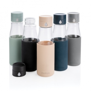 Logotrade promotional product image of: Ukiyo glass hydration tracking bottle with sleeve
