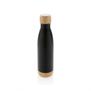 Logotrade corporate gift image of: Vacuum stainless steel bottle with bamboo lid and bottom