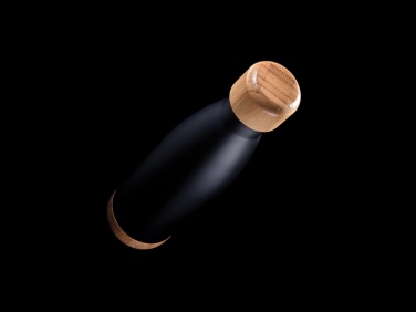 Logo trade business gifts image of: Vacuum stainless steel bottle with bamboo lid and bottom