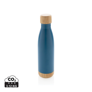 Logo trade advertising products image of: Vacuum stainless steel bottle with bamboo lid and bottom