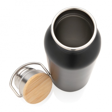 Logo trade business gifts image of: Modern stainless steel bottle with bamboo lid