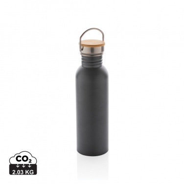 Logo trade promotional merchandise picture of: Modern stainless steel bottle with bamboo lid