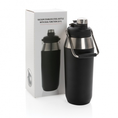 Logo trade promotional merchandise photo of: Vacuum stainless steel dual function lid bottle 1L