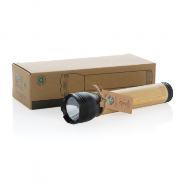 Logo trade corporate gifts image of: Lucid 5W RCS certified recycled plastic & bamboo torch
