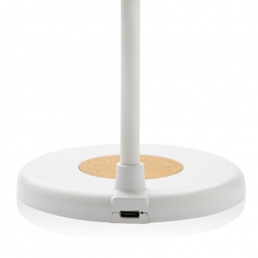 Logotrade promotional giveaway picture of: Zenara RCS recycled plastic and cork 15W wireless desk lamp