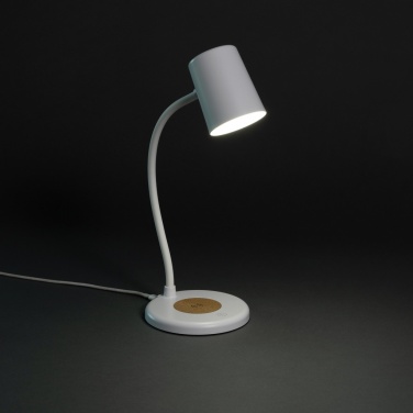 Logo trade promotional merchandise picture of: Zenara RCS recycled plastic and cork 15W wireless desk lamp
