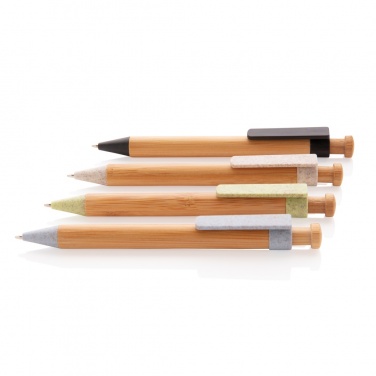 Logo trade promotional item photo of: Bamboo pen with wheatstraw clip