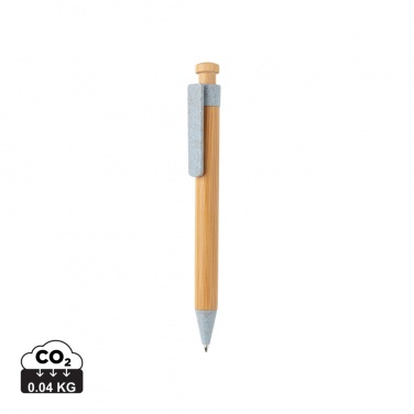 Logo trade promotional gift photo of: Bamboo pen with wheatstraw clip