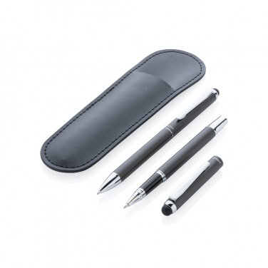 Logo trade corporate gift photo of: Swiss Peak deluxe pen set in PU pouch