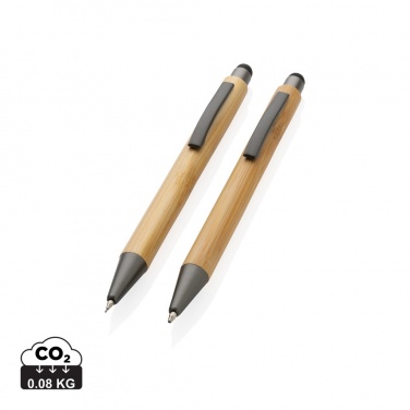 Logo trade corporate gifts picture of: Bamboo modern pen set in box