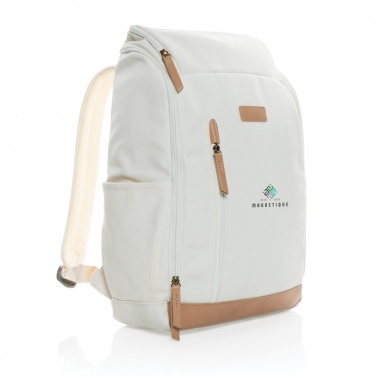 Logotrade advertising products photo of: Impact AWARE™ 16 oz. recycled canvas 15" laptop backpack