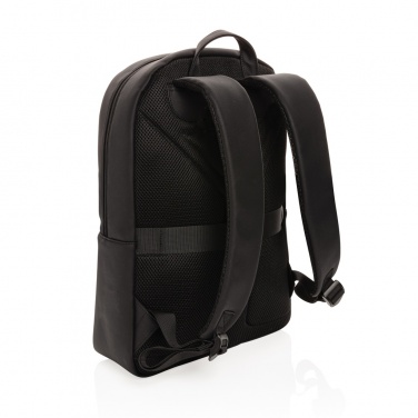 Logo trade promotional giveaways image of: Swiss Peak deluxe PU laptop backpack PVC free