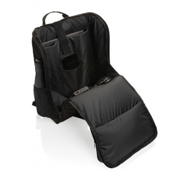 Logo trade promotional gifts image of: Pedro AWARE™ RPET deluxe backpack with 5W solar panel