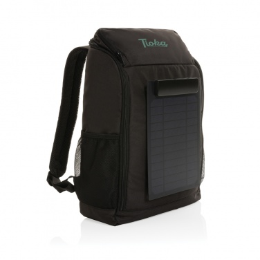 Logo trade business gifts image of: Pedro AWARE™ RPET deluxe backpack with 5W solar panel