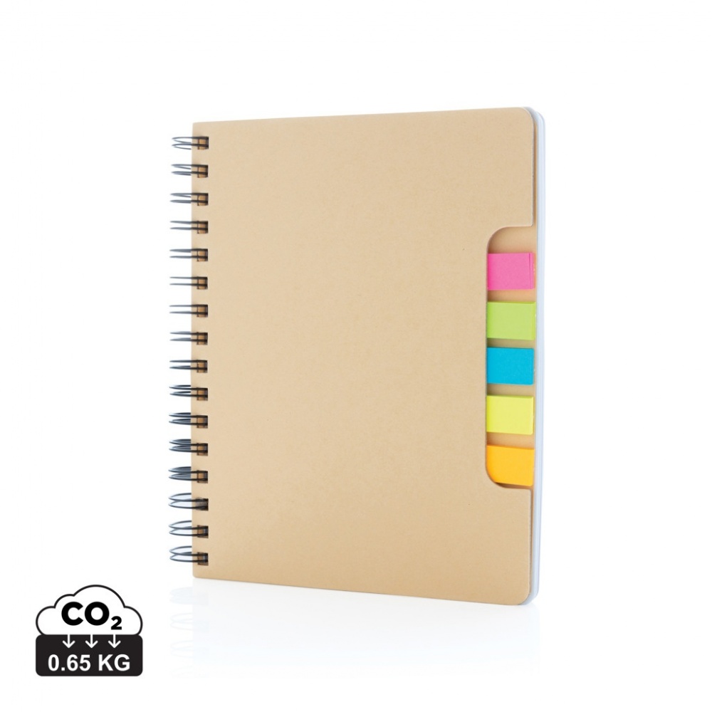 Logotrade promotional giveaway picture of: A5 Kraft spiral notebook with sticky notes
