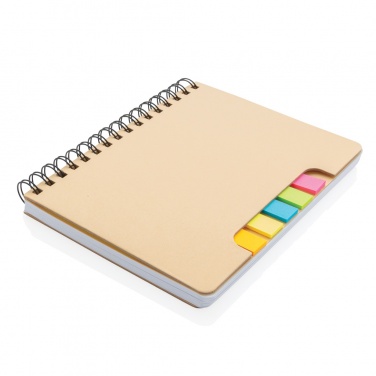 Logo trade promotional giveaway photo of: A5 Kraft spiral notebook with sticky notes
