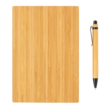Logo trade promotional gift photo of: A5 Bamboo notebook & pen set