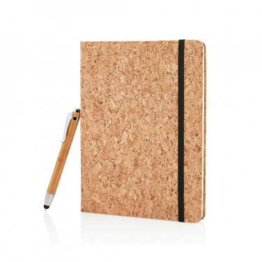 Logo trade promotional products image of: A5 notebook with bamboo pen including stylus