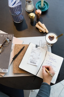 Logo trade business gift photo of: A5 notebook with bamboo pen including stylus