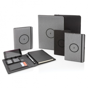 Logo trade promotional giveaways picture of: Air 5W wireless charging notebook with 5000mAh powerbank