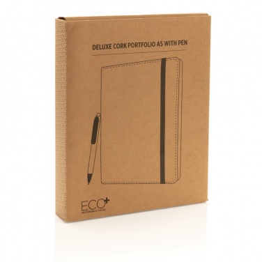 Logo trade promotional gift photo of: Deluxe cork portfolio A5 with pen