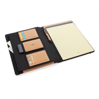 Logo trade promotional products image of: Deluxe cork portfolio A4 with pen