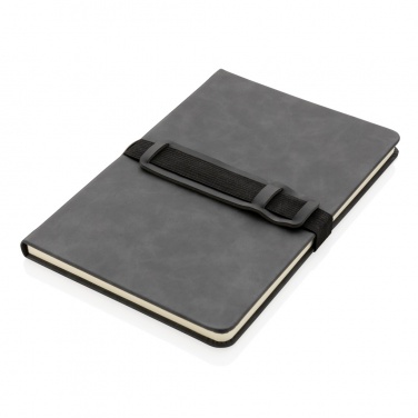 Logo trade promotional products image of: Deluxe hardcover PU notebook A5 with phone and pen holder
