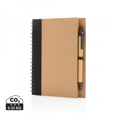 Logo trade corporate gift photo of: Kraft spiral notebook with pen