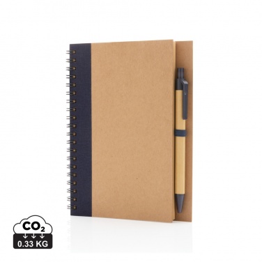 Logo trade corporate gifts image of: Kraft spiral notebook with pen