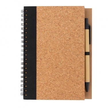 Logo trade corporate gifts image of: Cork spiral notebook with pen