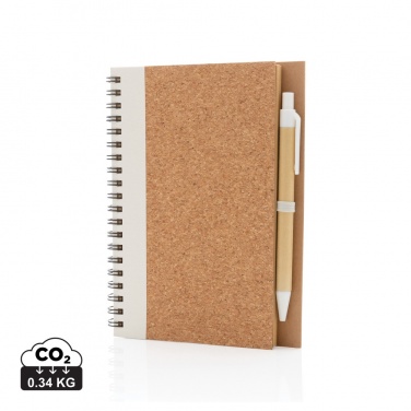 Logo trade promotional giveaways image of: Cork spiral notebook with pen