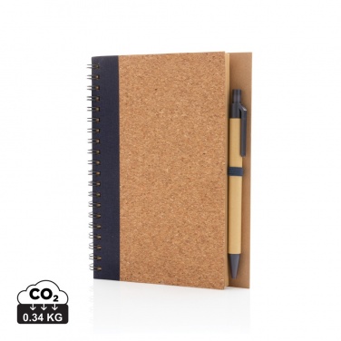 Logo trade promotional gifts image of: Cork spiral notebook with pen
