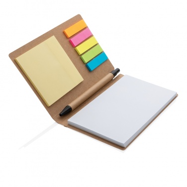 Logo trade corporate gifts picture of: Kraft sticky notes A6 booklet with pen